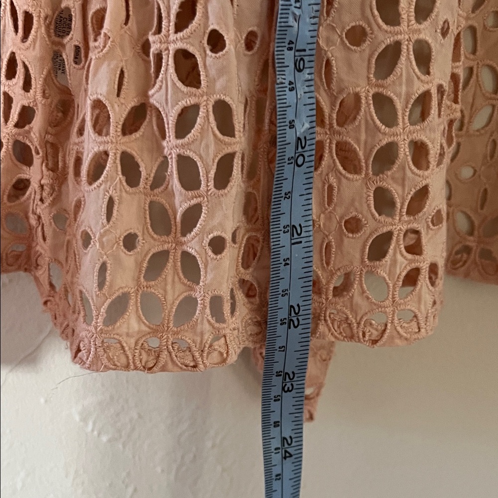 Eyelet Blush Lace Tie-Front Top Cover Up Cardigan - Picture 6 of 9